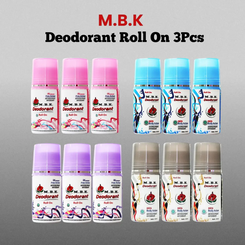 [PAKET HEMAT 3 Pcs] MBK Deodorant Roll On Series | Netto 40 mL x 3 Pcs | Deo Roll On | Penghilang Bau Badan