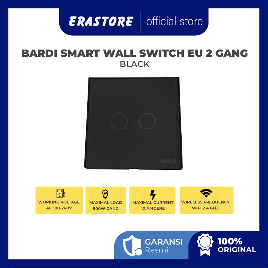 BARDI Smart Wall Switch  EU 2 Gang - Black