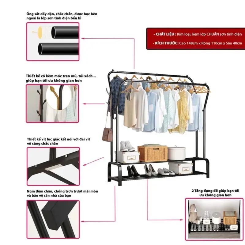 Kệ treo quần áo cao cấp bền đẹp 1