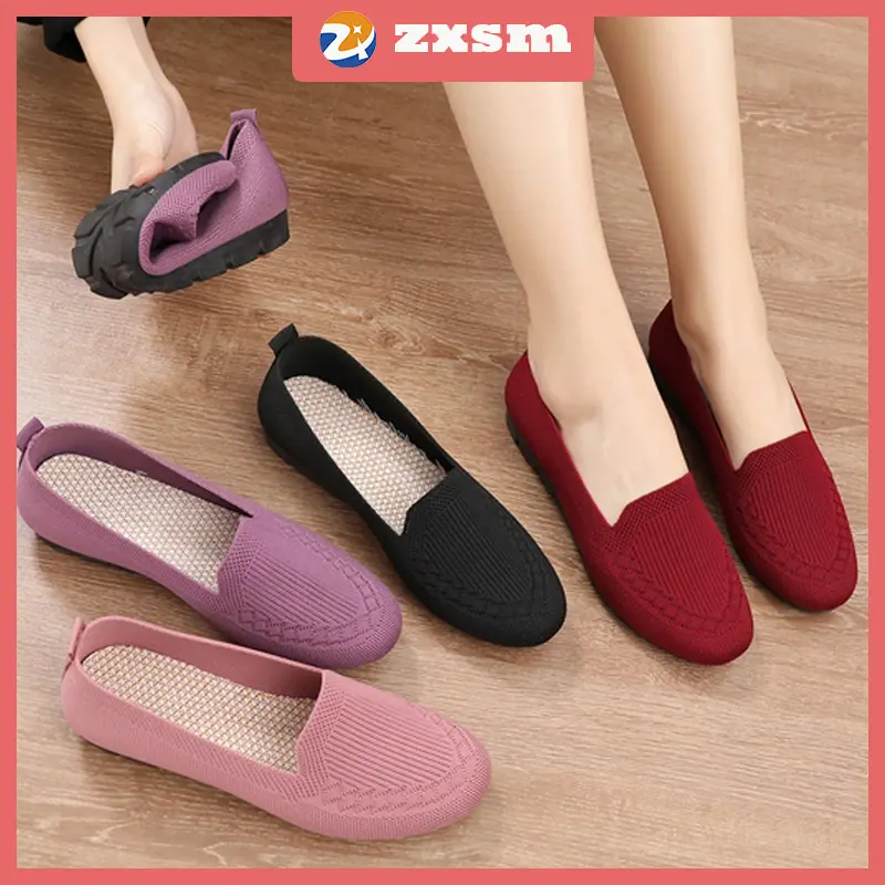 Kasut bertapak lembut Ielgy untuk wanita, loafers bernafas, berjalin, untuk wanita