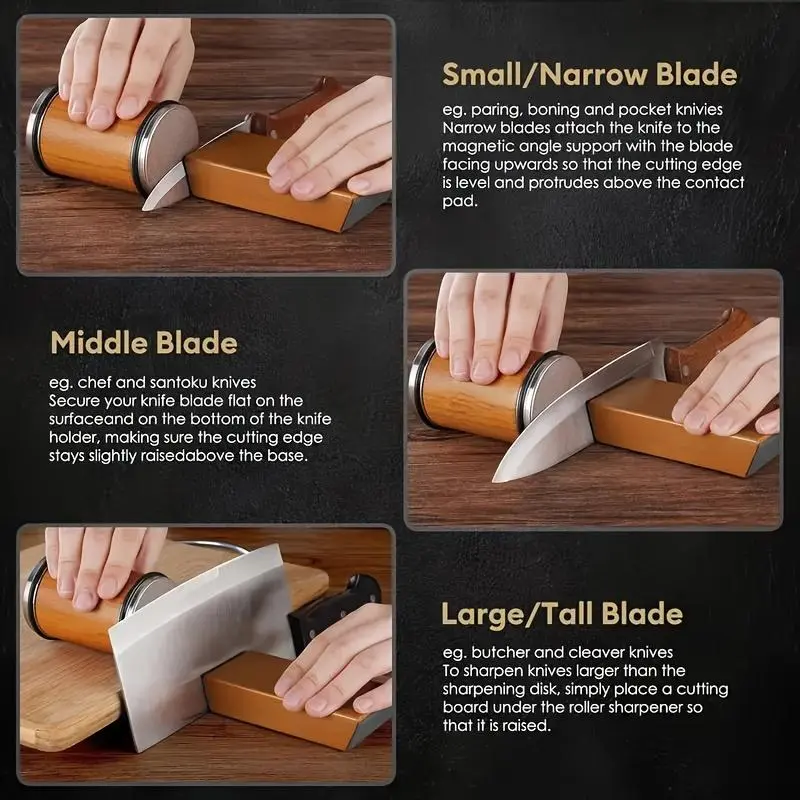 Rolling Knife Sharpener Kit, Versatile Sharpening Stone for Different Hardness, Magnetic Sharpening Stone for Kitchen Knives, Home, Modern, Cutting Accessories, Box 8