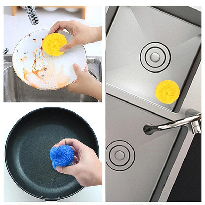 Product Introduction of Pot Brush Dishwash Ball Kitchen Pot Brush Artifact Cleaning Ball Plastic Steel Wire Ball 30