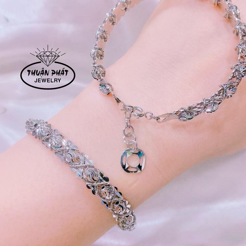 Phụ Kiện Vòng Kiềng Tay Nữ V041 Vòng Bi 1 Hàng móc máy 9D Đeo Tay Sang Trọng Trang Sức Bạc Xi Kim - Bạc Thuận Phát Women