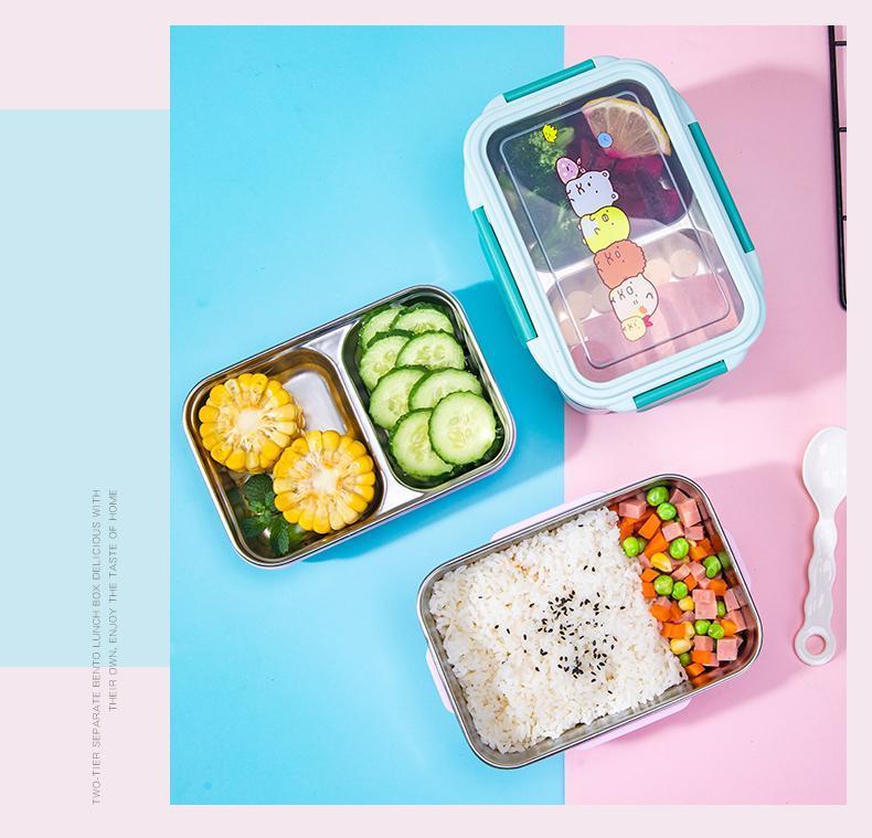 Product Introduction of 304 Stainless Steel Insulated Lunch Box for Students, Double Layer Compartment Bento Box, Office Workers' Lunch Separator Type, Canteen Meal Box 11