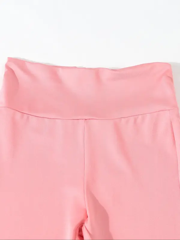 Girl's 3 Counts Solid High Waist Flare Leg Pants, Casual Comfy Bell Bottom Trousers for Daily Wear, Kids Bottoms for Summer 2