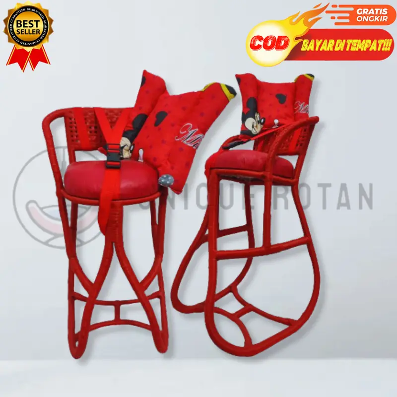 Kursi Boncengan Anak Motor Matic Rotan Mulus Free Sabuk dan Bantal Stang 5