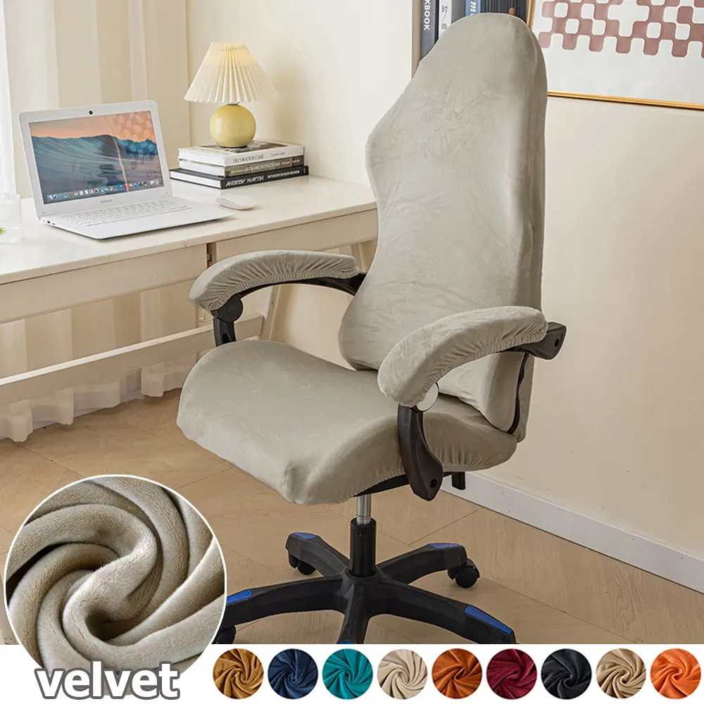 1Set/4Parts Soft Velvet Game Chair Cover for Office Internet Cafe Warm Computer Armrest Gaming Seat Case with Armrest Slipcovers