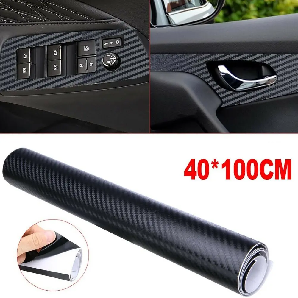 Nhãn Dán Bọc Nội Thất Ô Tô, 1 Cuộn, 100 * 40Cm, Nhãn Dán Xe Hơi, Vinyl Đen 3D, Bảng Điều Khiển Trang Trí Bảng Điều Khiển, Cuộn Đề Can