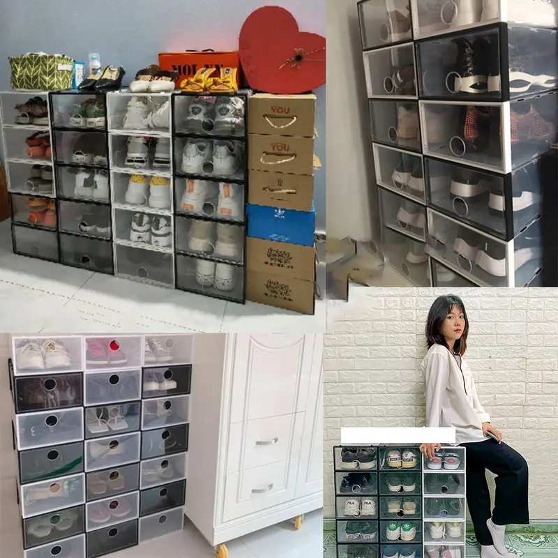 Hộp Đựng Giày Dép Nhựa Cứng Có Thoáng Khí - Nắp trong như kính 0
