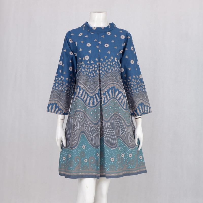 Couple Baju Batik Sarimbit Motif Abstrak Ombak #biru 4