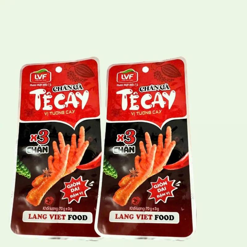 Combo 20 túi 60 chân gà ( 1 túi x3 chân ) tê cay vị tương cay của Làng Việt Food Top Ăn Vặt Noel và Tết 2025 Chua chânga banh  trang chuchan