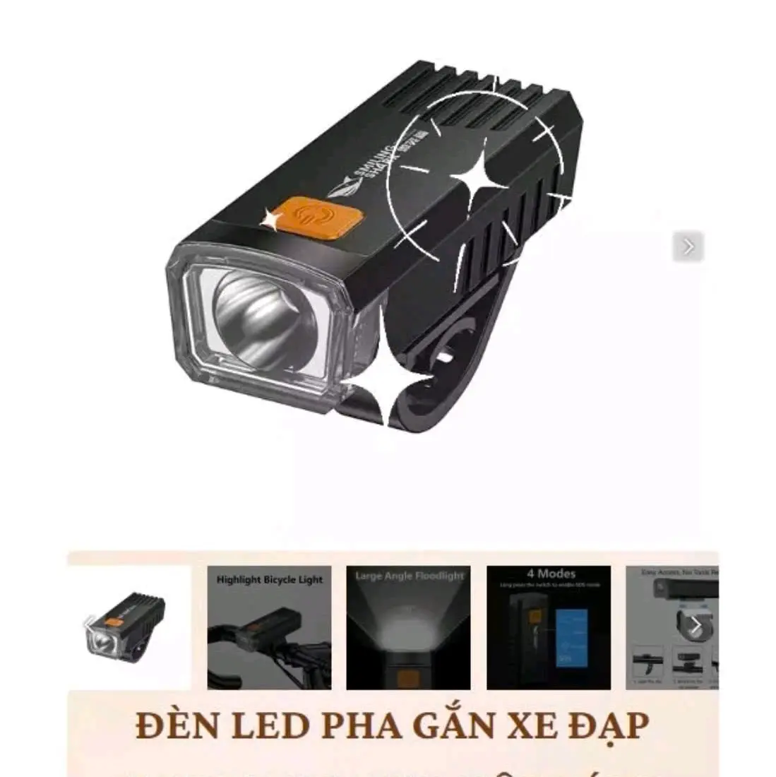 Đèn Pin Siêu Sáng Gắn Xe Đạp, Xe Máy  ------------- - 3 chế độ sáng - LED siêu sáng: Chiếu xa, rõ ràng, giúp bạn dễ dàng phát hiện chướng ngại vật từ xa. - Chống Nước: Hoạt động bền bỉ dưới mưa - Sạc USB tiện lợi, Đạp Xe Đạp
