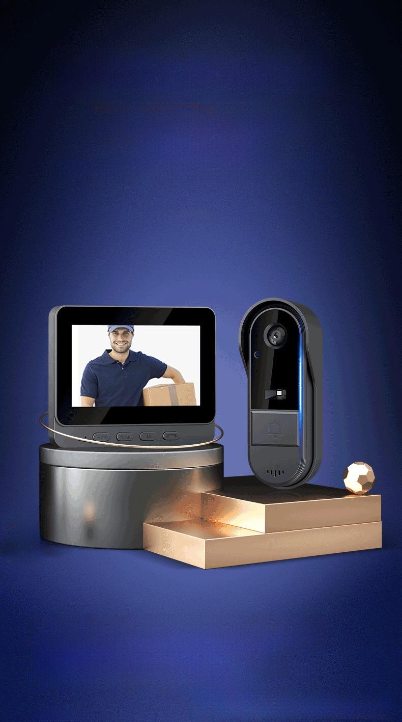 Product Introduction of 4.3-inch wireless video doorbell with screen IP65 rainproof high-definition night vision wide-angle battery high battery life 0