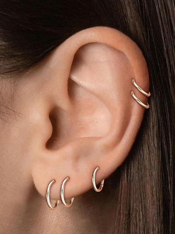Women's Cute Small Hoop Earrings for Summer 2024, Fashion Stainless Steel Earrings for Women & Girls, Casual Jewelry for Party Decor, Trendy Exquisite Jewelry As Birthday Gift Stocking Stuffers For Adults, Mother's Day Gift 1