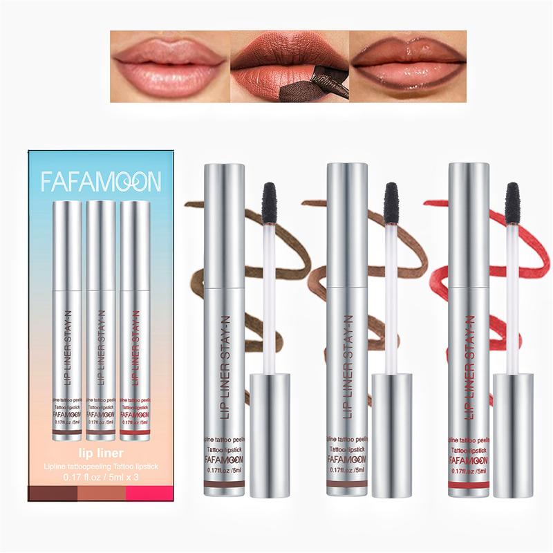 FAFAMOON Peelable Lip Liner Outlines The Lip Shape And Shows The Lip Color Lipstick 3pcs Set Waterproof And Non-smudged Peelable Lip Gloss Makeup -Xiii 5