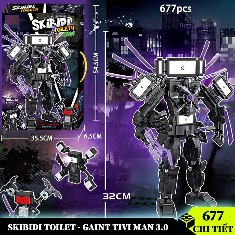 Skibidi Toilet Giant Tivi Man 3.0, cao 32CM - Đồ Chơi Tháo Lắp 677 Chi Tiết - Phát Triển Trí Tuệ Cho Bé 0