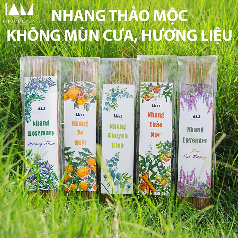Nhang sạch thảo mộc. Từ Quế, Lavender, Hương Thảo, Khuynh Diệp. Vỏ Quýt. Không trộn mùn cưa. 500 gr. 30 cm