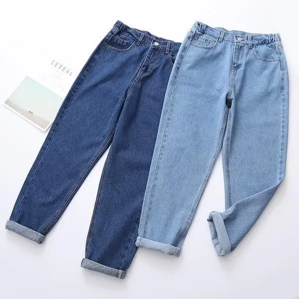 Celana jeans panjang cewe highwaits boyfriend korea - jeans korea boyfriend highwaist wanita Cewe termurah Tebal Dark 0