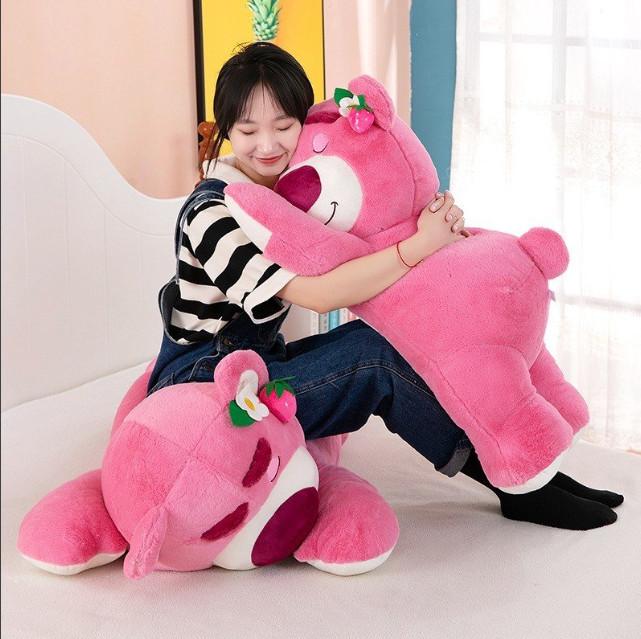 Gấu Dâu Nhồi Bông Nằm Ngủ Dễ Thương Lông Xù Hàng Cao Cấp Thú Nhồi Bông Thú Bông Phát Nhạc Đồ Chơi 3