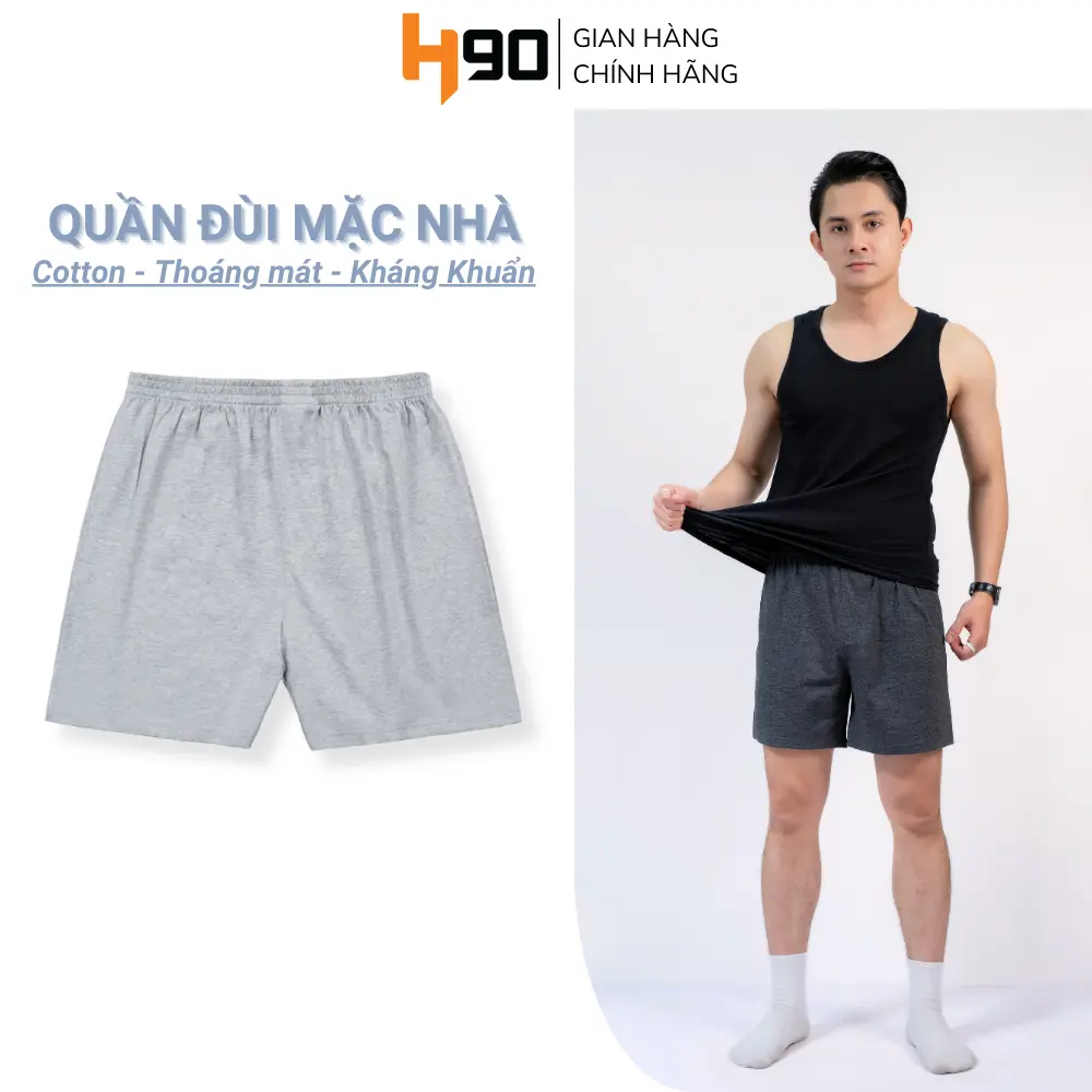 Quần Đùi Mặc Nhà H90 Quần Shorts Nam Cotton Kháng Khuẩn An Toàn Thoải Mái QST02