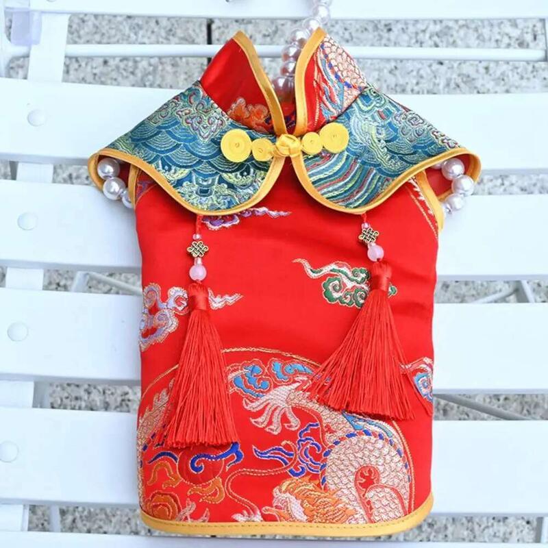 Product Introduction of TTS Homie Tassel Design Button Closure Dress Up Cloth Dog Chinese New Year Clothes Puppy Tang Suit Pet Supplies 24