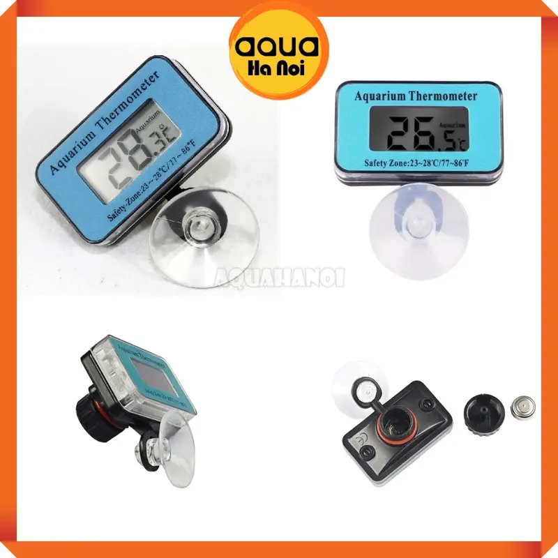 Nhiệt kế điện tử hồ thủy sinh màn hình hiển thị LCD chống thấm nước - Kèm hít kính thành hồ 0