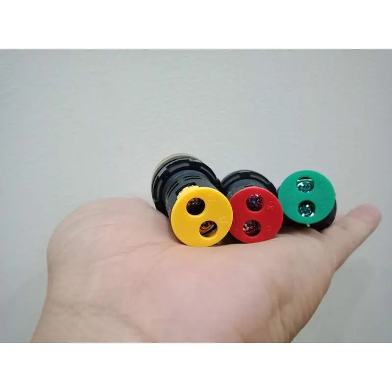 Đèn báo nguồn, báo pha 12V  220V 380V , Phi 22mm, màu Xanh Đỏ Vàng 3