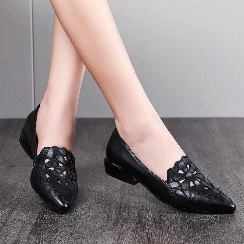 Giày Da Mềm, Dành Cho Nữ, Thêu khoét lỗ Giày Lười Đế Thấp, Thoáng Khí, Giày Công Sở Kinh Doanh Thích Hợp Cho Váy, Đối Tác, Lót, Thích Hợp Cho Các Bữa Tiệc Và Các Hoạt Động Ngoài Trời, Bề Mặt Mềm, Hàng Mới Về Mùa Hè 2023 Shoes 1