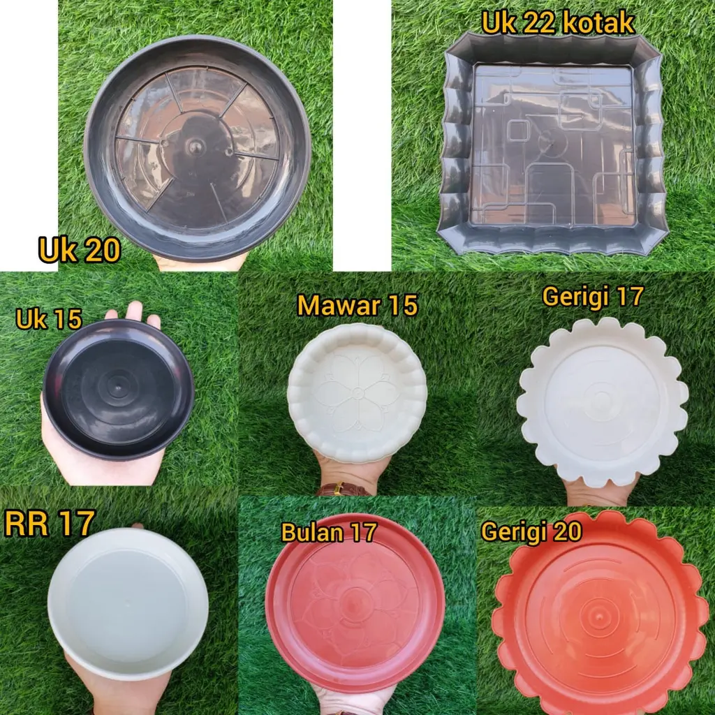 (1pc) TATAKAN 15-22 : tatakan 15 polos tatakan 15 mawar tatakan 17 gerigi tatakan 17 polos tatakan 20 polos tatakan 20 gerigi tatakan 22 polos tatakan 22 kotak Alas pot tebal cantik murah