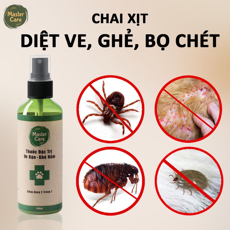 Xịt trị Ve, Rận, Ghẻ, Xà Mâu cho Chó Mèo 100ml - MasterCare For Pet