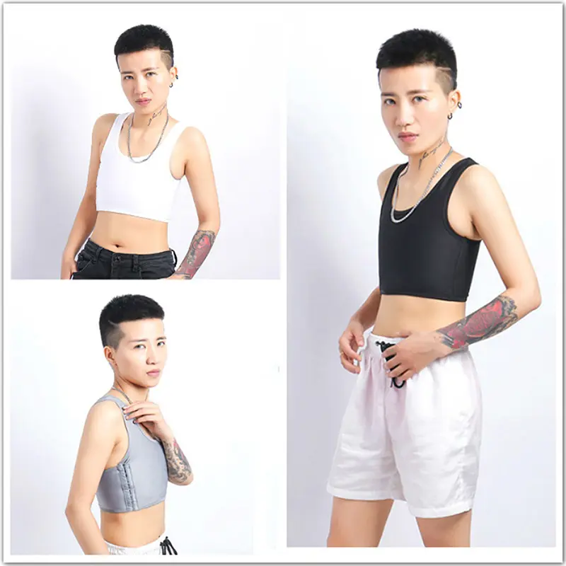 Áo ống vô hình cho đồng tính nữ, áo nịt ngực Tomboy Cosplay, loại thoải mái, áo vest cỡ S-5XL (kiểu mỏng, không bao gồm miếng đệm ngực), 3 màu