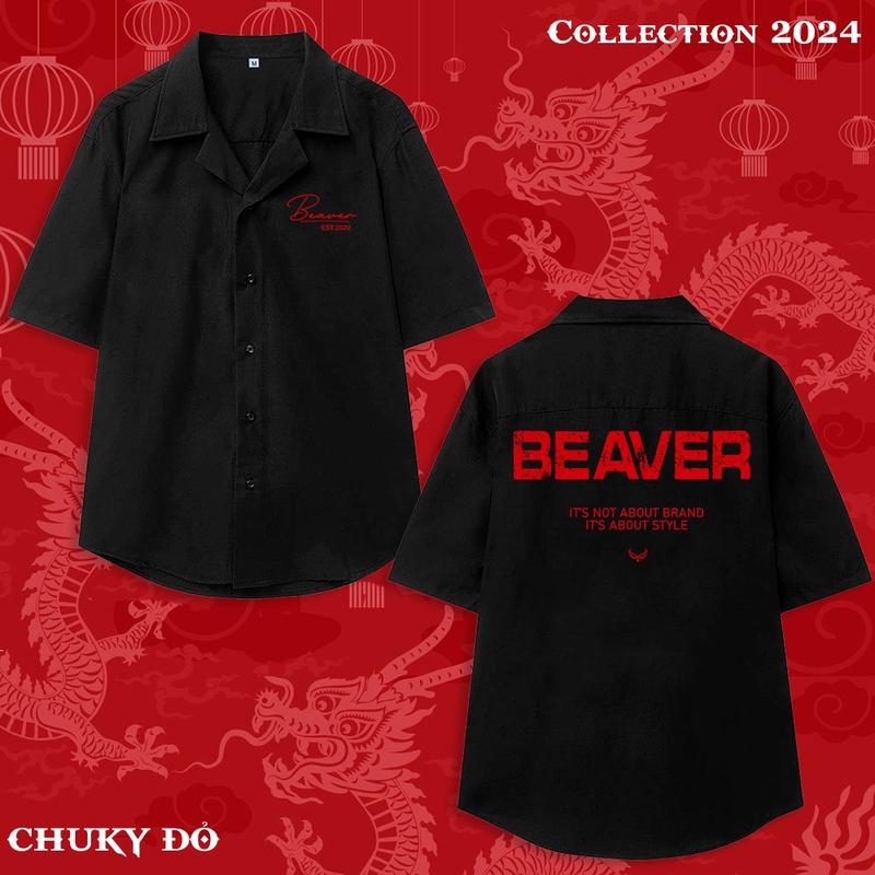 BST Áo Sơ Mi họa tiết TẾT 2026 tay ngắn cổ vest Thời trang Nam và Nữ chất vải lụa Chéo mát mẻ thấm hút mồ hôi.