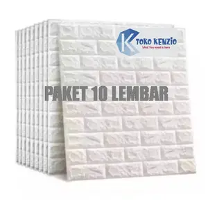 [ PAKET 10 LEMBAR ] Wallpaper 3D Foam Batu Bata / Sticker Dinding Timbul Warna PUTIH