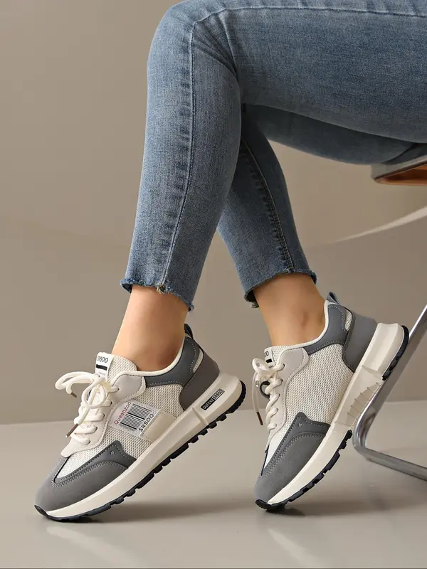Women's Fashionable Lace Up Sneakers, Casual Comfortable Breathable Sports Running Shoes, All-match Round Toe Shoes for Daily Wear 4