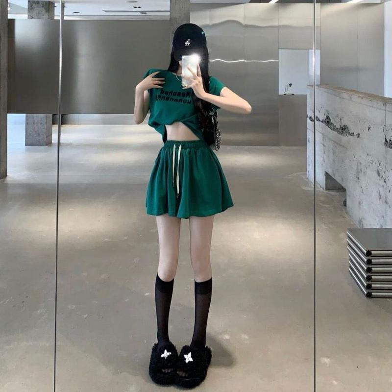 Bộ Quần Đùi Ống Rộng Cạp Cao Hở Lưng, Cá Tính Cô Gái Hợp Xu hướng Dáng Rộng Vừa Vặn, Thời Trang Thường Ngày Dễ Phối Đồ, Hai Mảnh, Thích Hợp Cho Mùa Hè, Phong Cách Mới 3