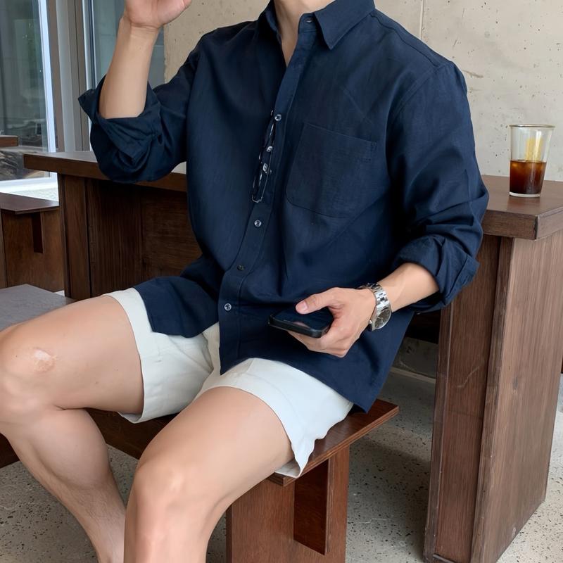 ÁO SƠ MI NAM CỔ ĐỨC PN.STORE CHẤT VẢI LINEN CAO CẤP FOM GIÁNG TRẺ TRUNG Menswear Dài Tay