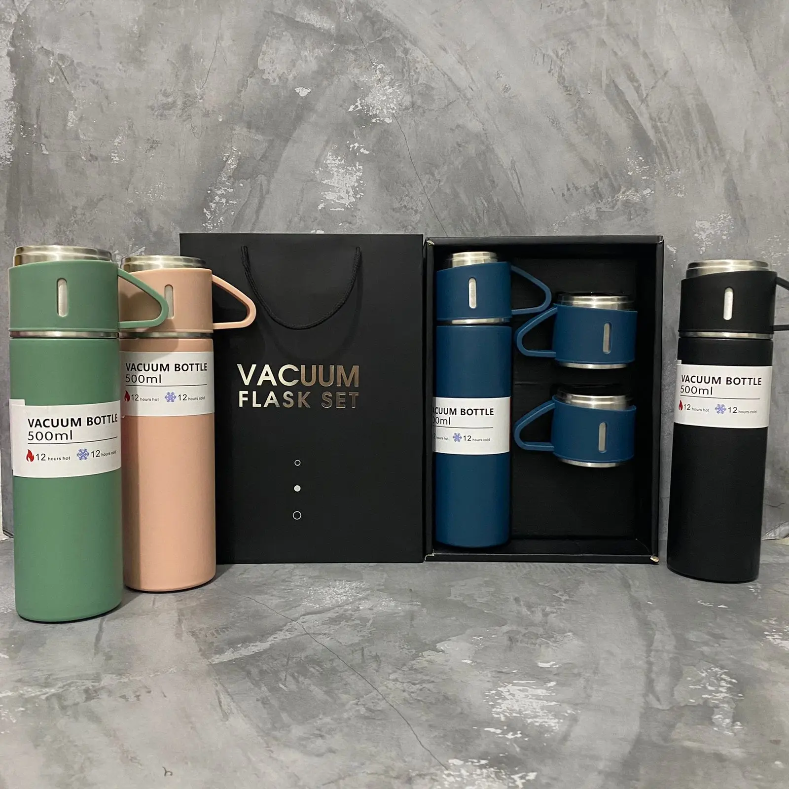 botol minum termos sultan vacuum vakum bottle 500ml flask set bonus 2 gelas Cangkir gift Souvenir Stainless Steel