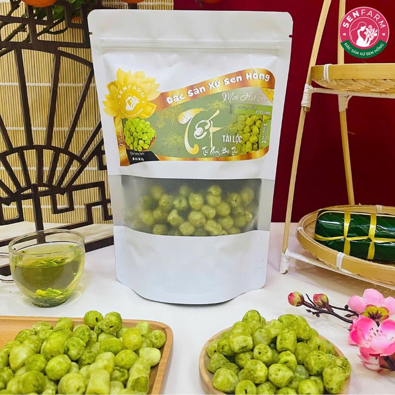 Mứt hạt sen ít đường vị trà xanh Matcha Senfarm - Mứt Tết - Bánh Tết - Quà Tết