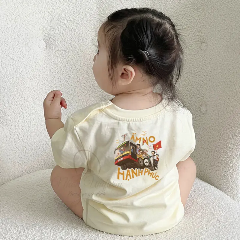 Áo thun yêu nước hình in ẤM NO HẠNH PHÚC sắc nét chất cotton 4 chiều thoáng mát, đủ size - Áo gia đình Nhân Uniform 4
