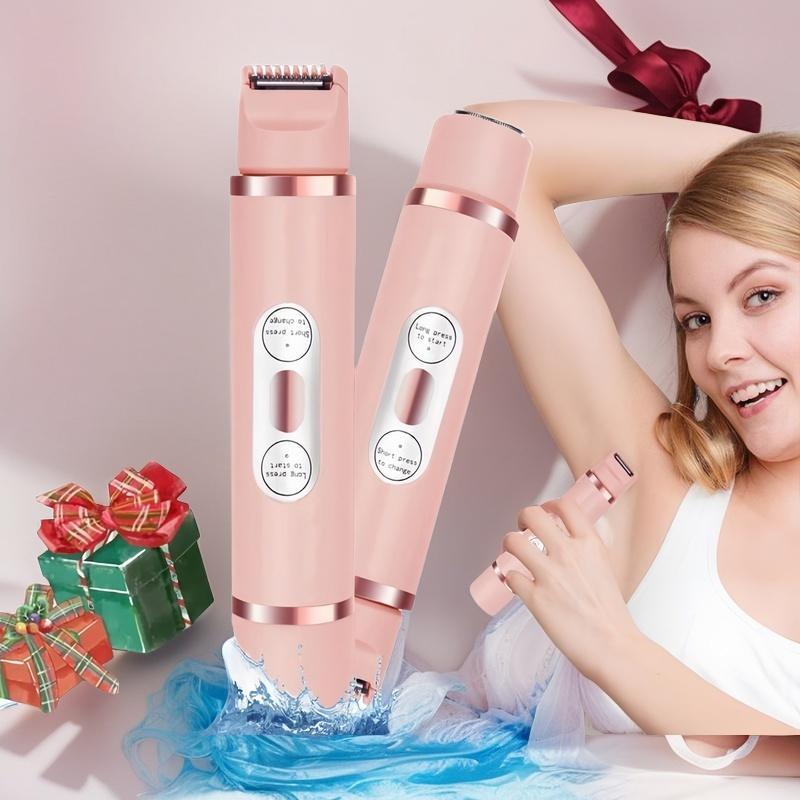 2 in 1 Electric Body Shaver for Women, 1 Piece Double-ended Rechargeable Electric Bikini Shaver, Wet and Dry Use Body Hair Trimmer for Home & Travel 0