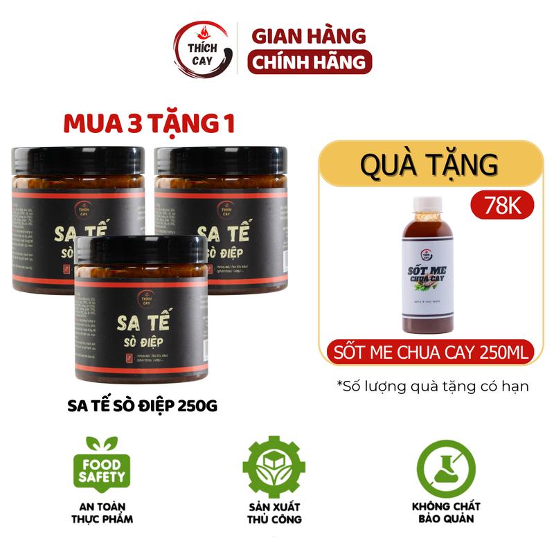   Tặng Sốt Me 250ml  Combo 3 hũ Sa tế sò điệp 250g tiện lợi dùng trộn mì phở hũ tíu Gia Vị Nước Sốt 