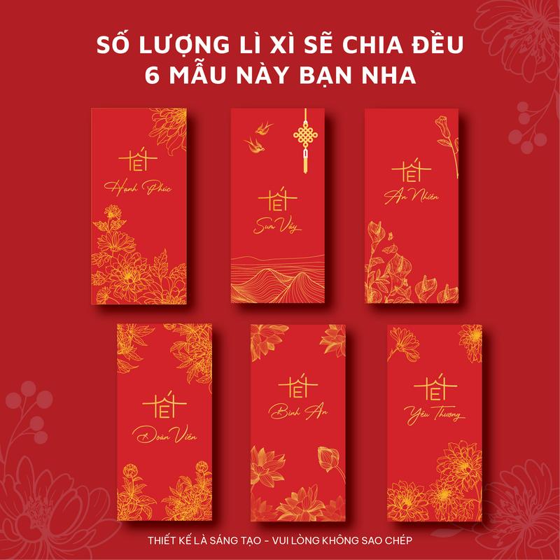 Lì xì tết 2026 bao lì xì tết đỏ may mắn chia đều các mẫu phong bao lì xì đỏ mới nhất