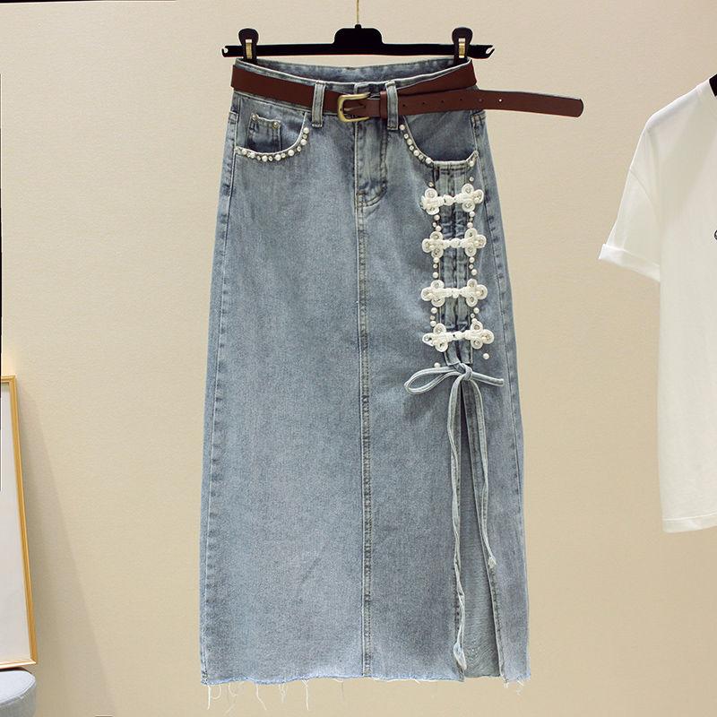 Product Introduction of Chân Váy Chữ A, Chất Liệu Denim, Dành Cho Nữ, Mỏng Mùa Hè, Cạp Cao Dài Trung Bình Chân Váy Bodycon, Tôn Dáng, Xẻ Bên, Hàng Mới Về 2024 1