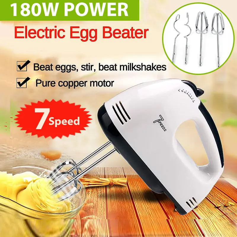 7 Speed Mini Electric Hand Mixer Egg Beater Handheld For Baking Cake Cream Whisk Food Dough Tepung Pengadun Mesin