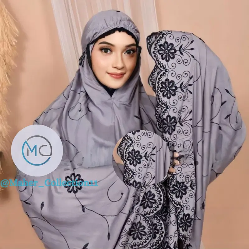 Mukena Gracella Dewasa Bunga Teratai Full Bordir Mewah Free Tas 6
