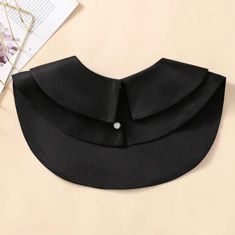 1pc Women's Black and White Collar Faux Collar, 100% Polyester Woven Shoulder-Style Detachable False Collar for Daily Wear, Round Neck 3