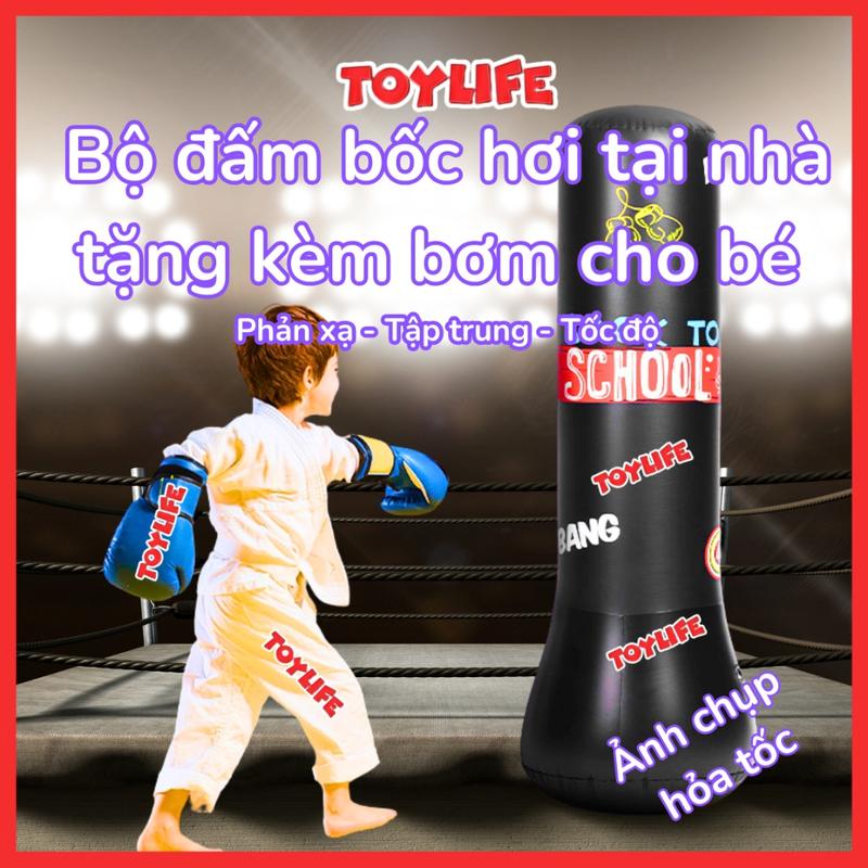  Bộ đấm bốc hơi tại nhà tặng kèm bơm cho bé cột đấm bốc bằng hơi đồ chơi boxing theo nhạc trẻ em TOYLIFE 