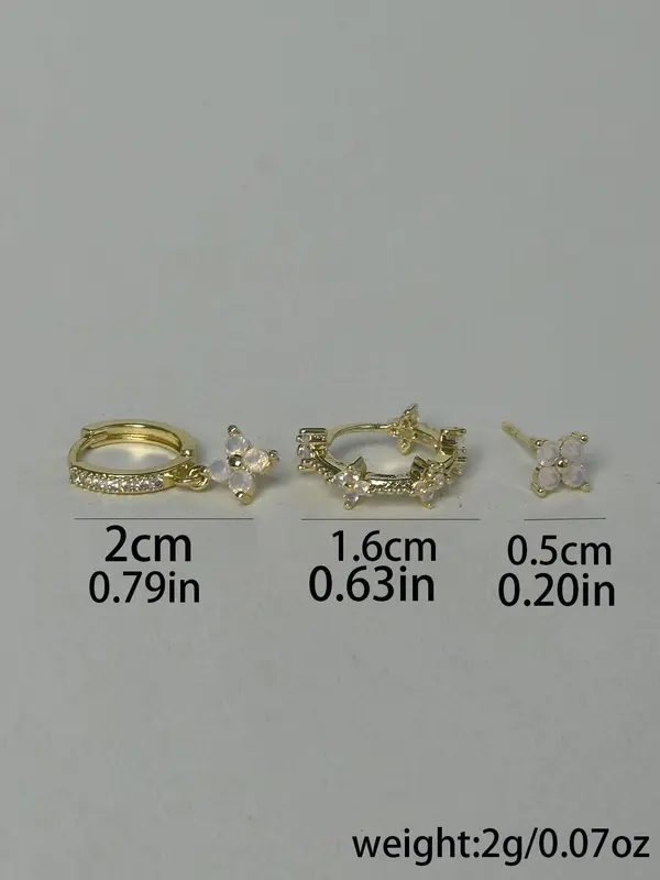 Women's Elegant Rhinestone Decorated Flower Design Earrings, Exquisite Trendy Ear Jewelry, Fashionable Jewelry for Women for Daily & Party Decoration 1