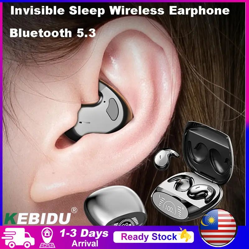 KEBIDU Sleep Invisible Earbuds Tiny Mini Headphones Hidden Noise Cancelling TWS Wireless Headsets Sports Stereo Bluetooth 5.3 Earphone