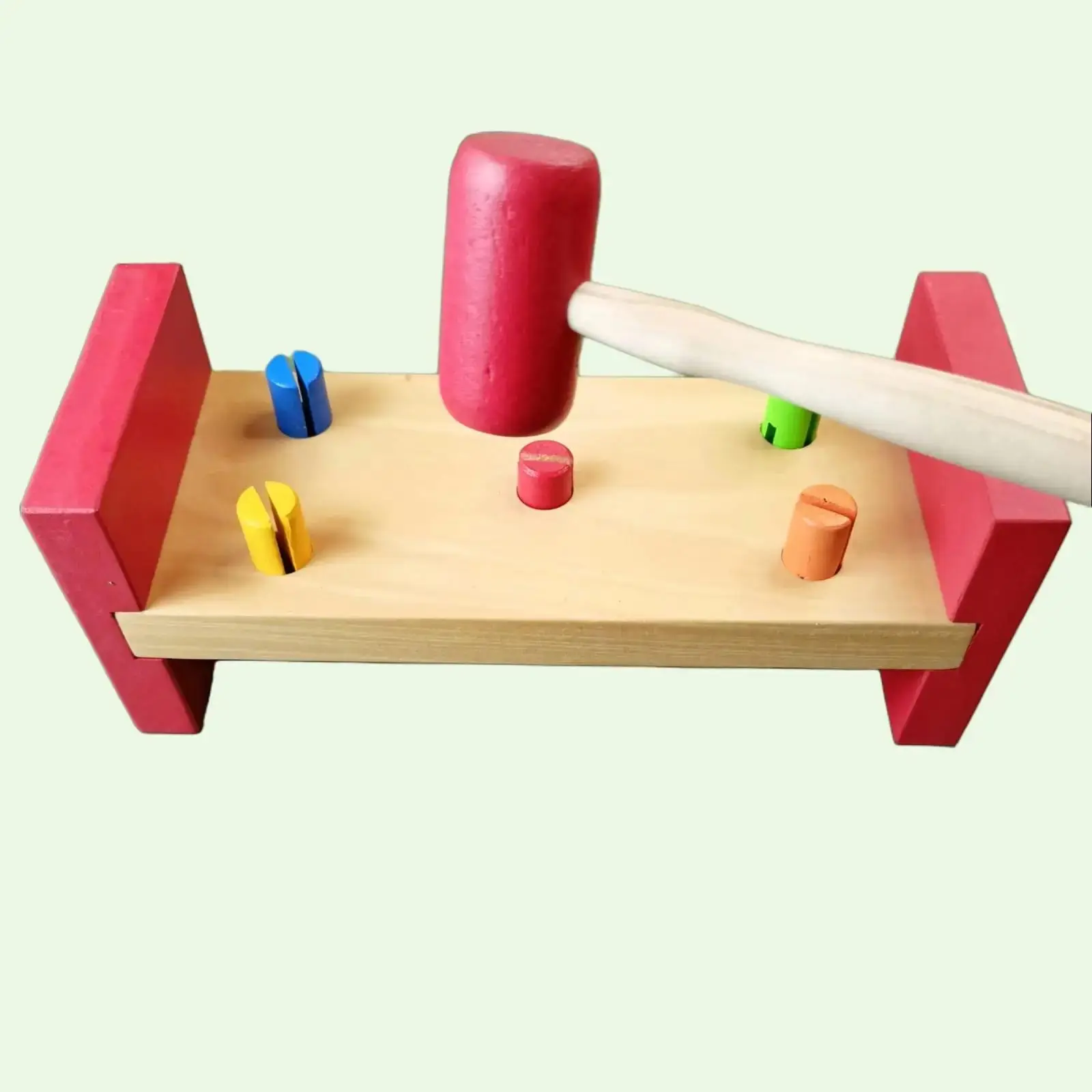 Mainan Kayu Edukasi Edukatif Anak Hammer Set 5 Pasak Palu - Paluan Montessori Toys